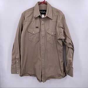 Walls Workwear Khaki Snap Front Men's Size 17.5 X-Long